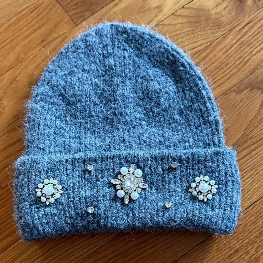 Urban Outfitters Pearl & Rhinestone Deco Cuff Beanie